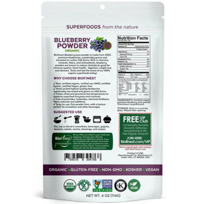 Bột việt quất (blueberry) hữu cơ BioFinest 114g