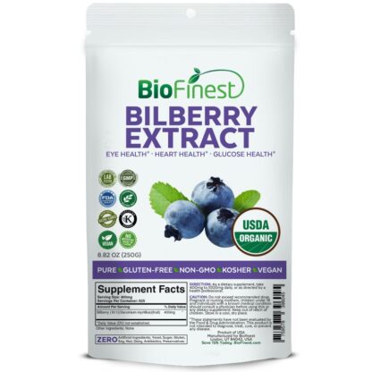 Bột quả việt quất đen (Bilberry) hữu cơ BioFinest 250g